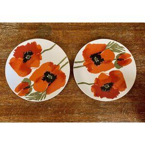 2 Vintage 60s-70s Vera For Mikasa Poppy 10.5” Dinner Plates Made In Japan  F7101